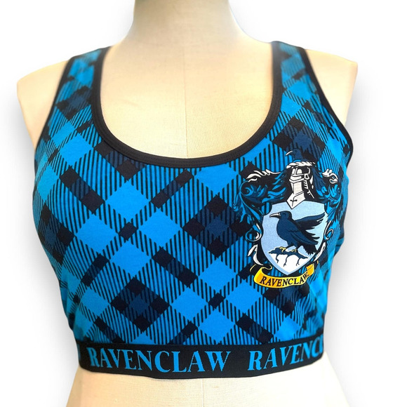 Torrid 3 (3X) Harry Potter Blue Plaid Ravenclaw Crest Wireless Bralette Bra New - Picture 1 of 3